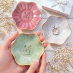 Our Monogram Floral, Personalized Lotus Jewelry Dish, Gift For Couples - 7
