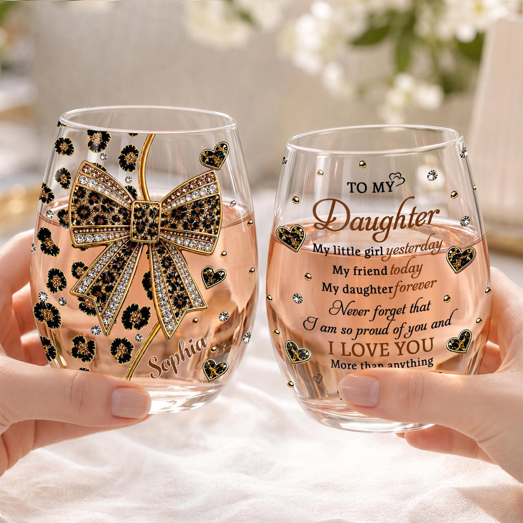 To My Daughter, Personalized Stemless Wine Glass, Gift For Daughter - 6