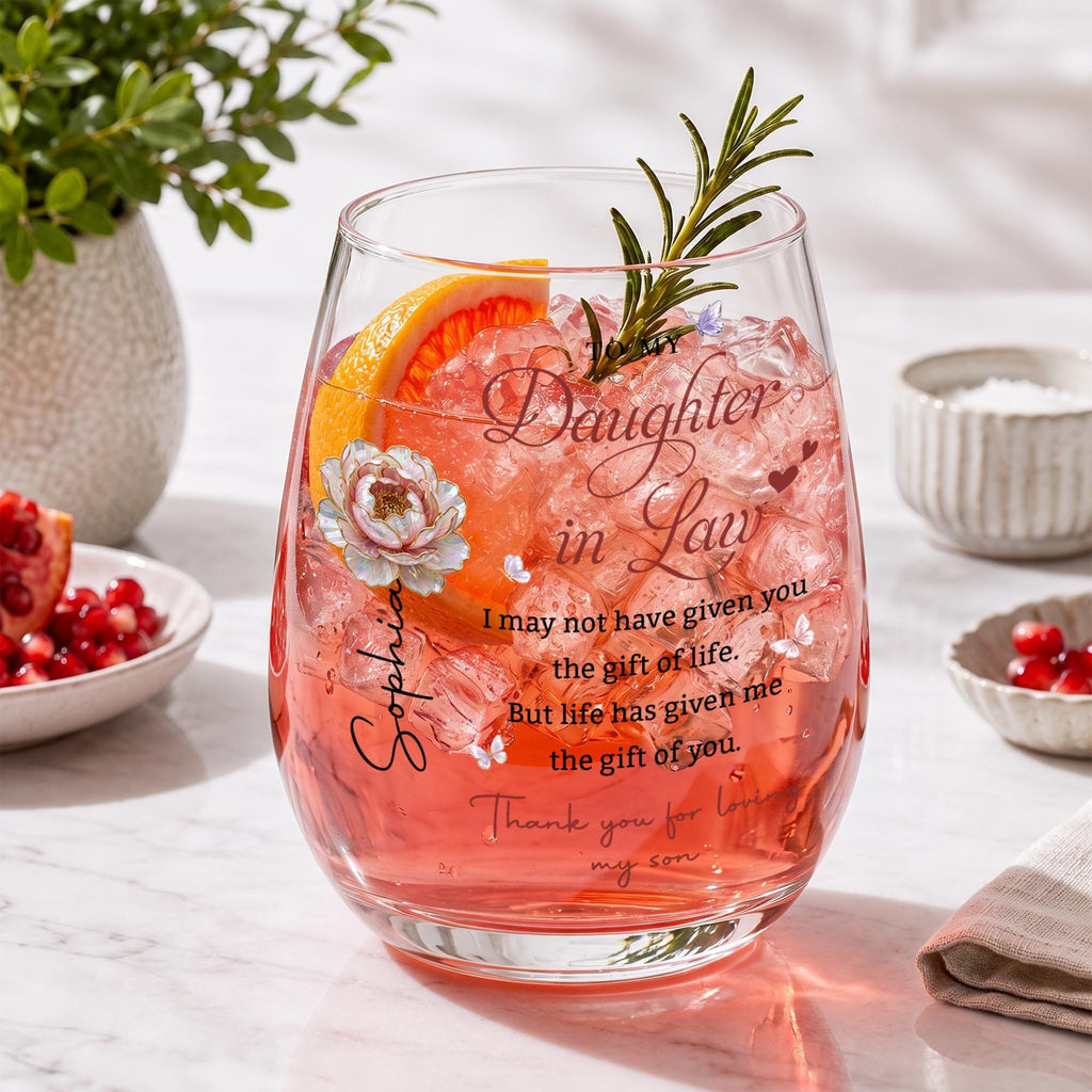 To My Daughter In Law Personalized Wine Glass, Gift For Daughter In Law - 4