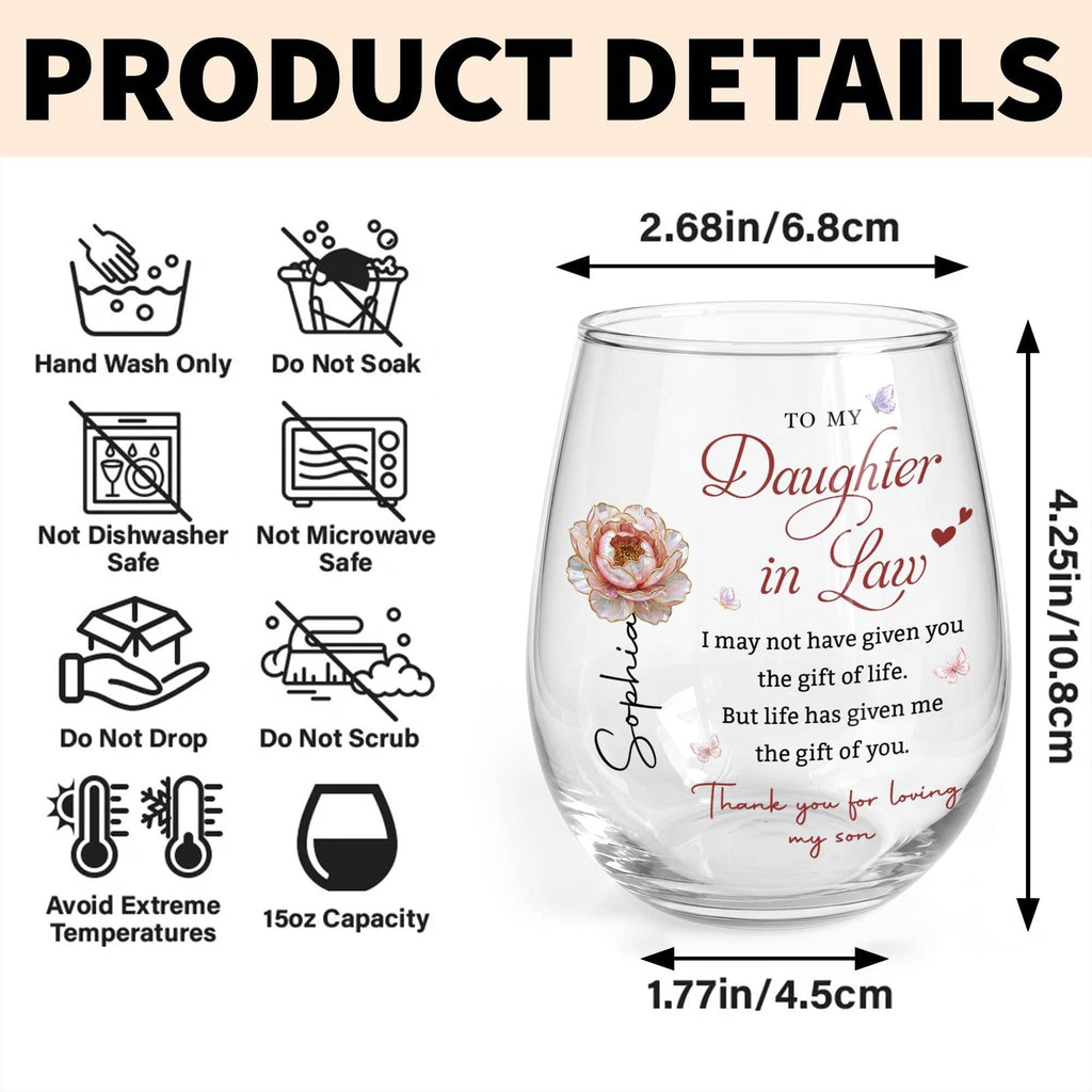 To My Daughter In Law Personalized Wine Glass, Gift For Daughter In Law - 7
