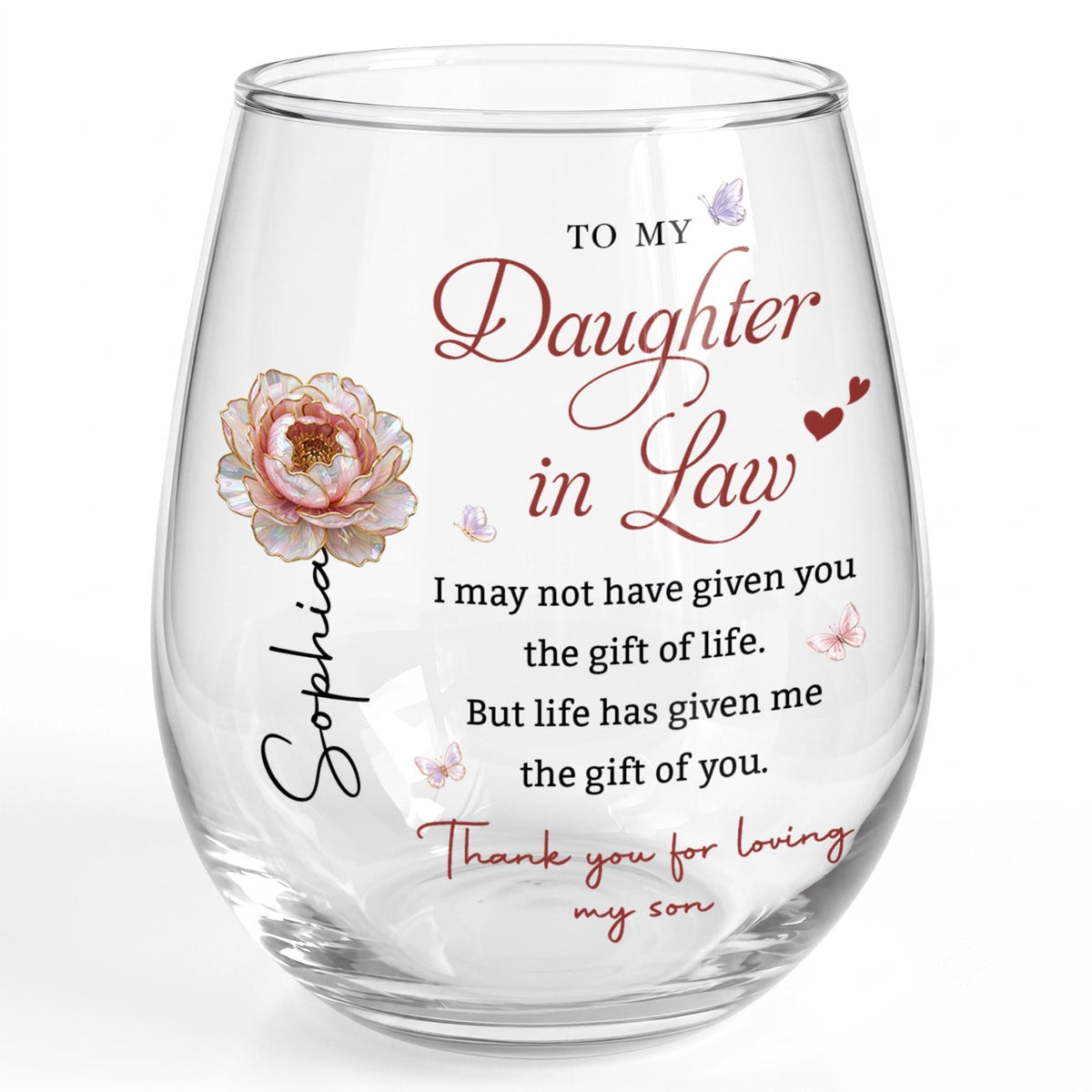 To My Daughter In Law Personalized Wine Glass, Gift For Daughter In Law - 8