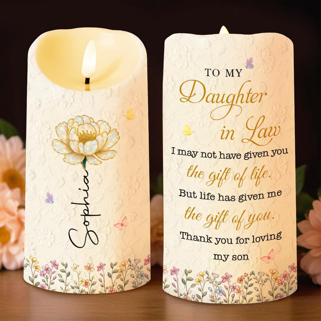 To My Daughter In Law Gift Of You, Personalized LED Candle, For Her - 1