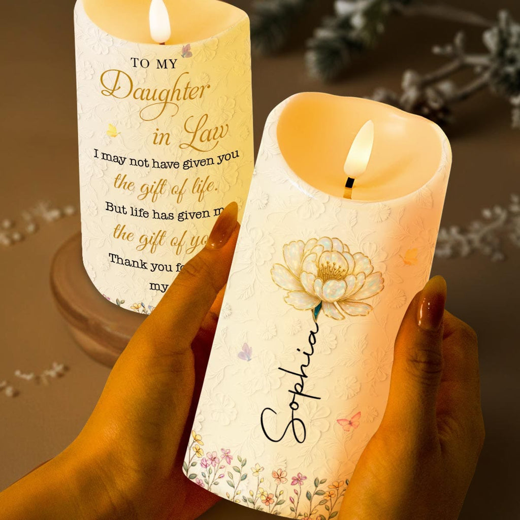 To My Daughter In Law Gift Of You, Personalized LED Candle, For Her - 2