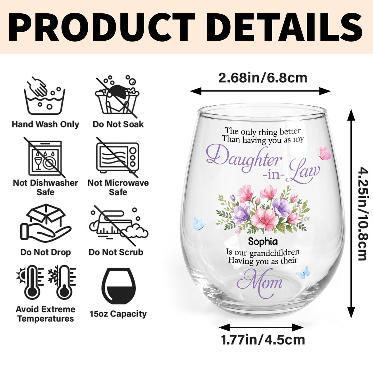 Daughter In Law Wine Glass, Gift For Daughter In Law And Mom Lovers - 11