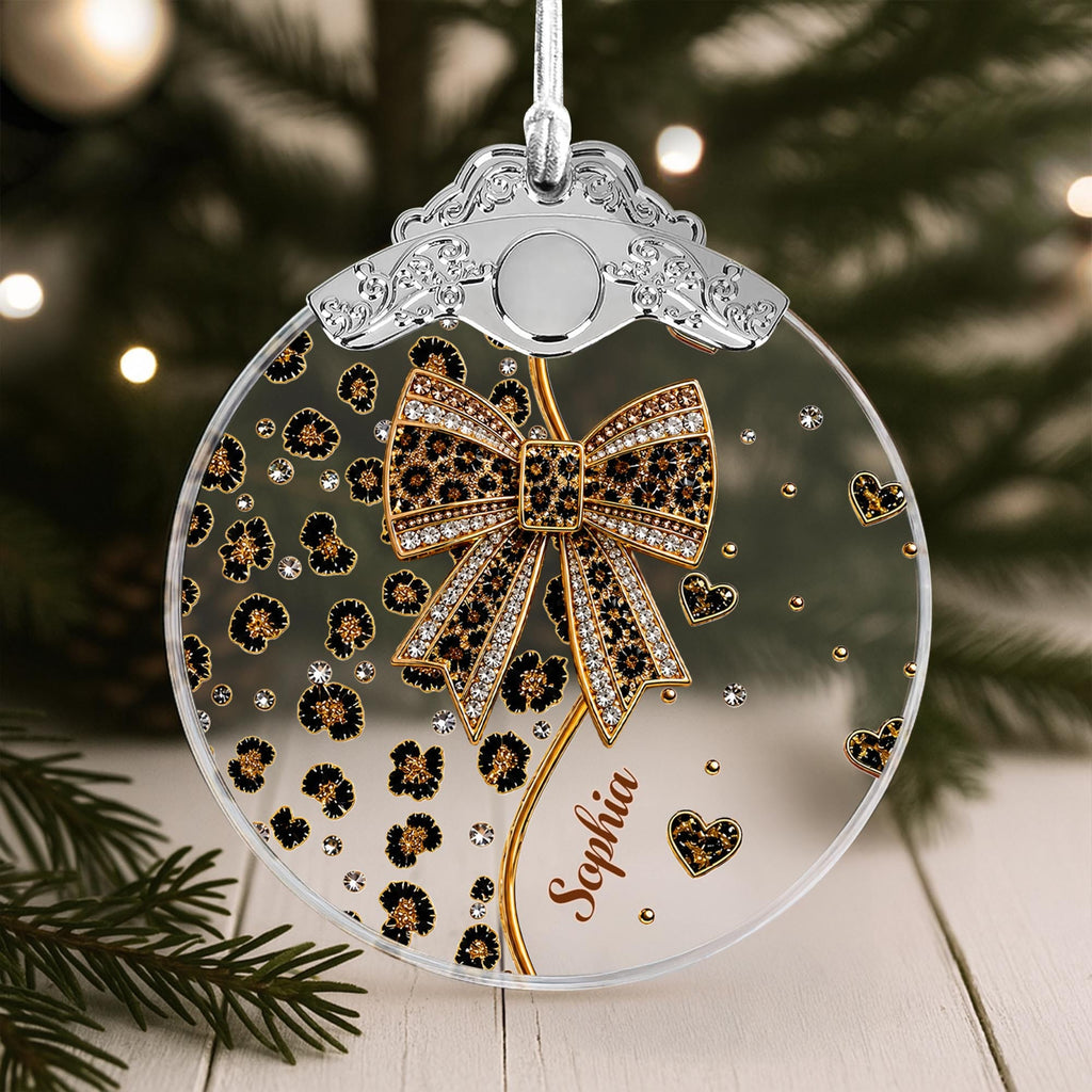 A Touch Of Wild Elegance, Personalized Glass Ornament, Gift For Her - 1