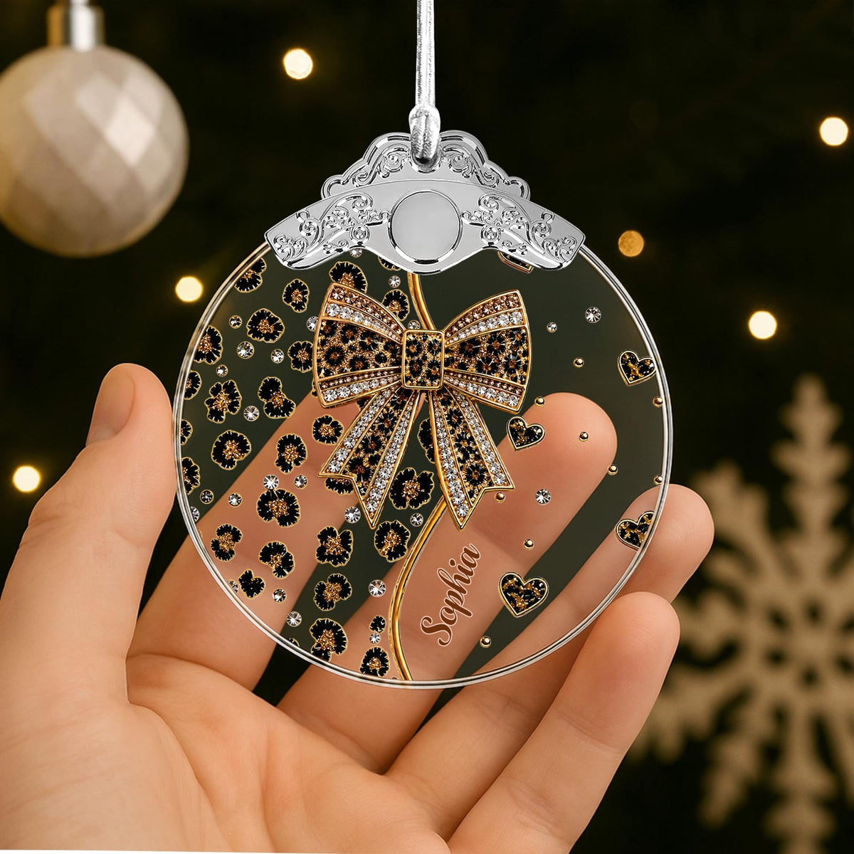 A Touch Of Wild Elegance, Personalized Glass Ornament, Gift For Her - 3