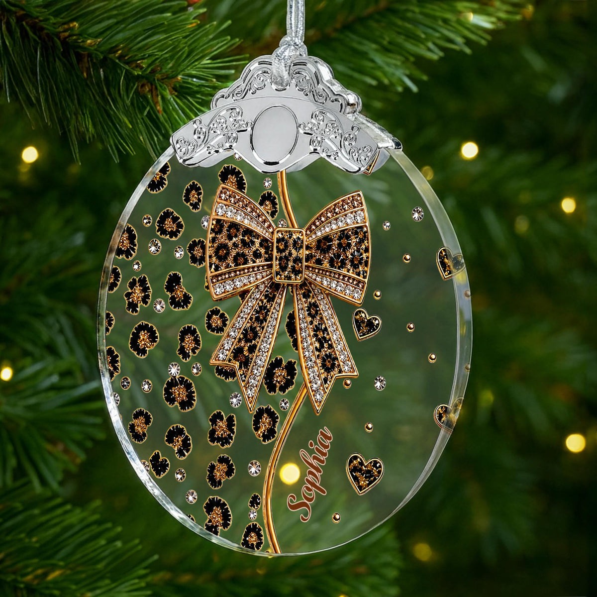 A Touch Of Wild Elegance, Personalized Glass Ornament, Gift For Her - 4