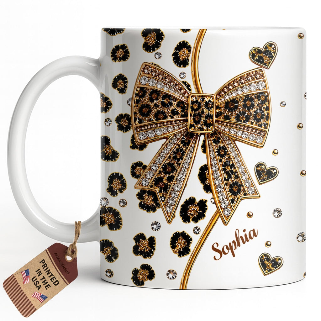 Elegant Leopard Print Bow, Coffee Mug, Gift For Wife and Fashion Lovers - 14