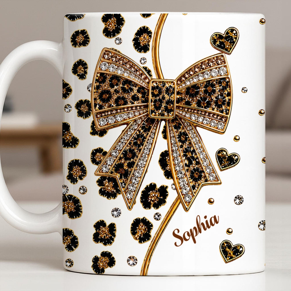 Elegant Leopard Print Bow, Coffee Mug, Gift For Wife and Fashion Lovers - 10