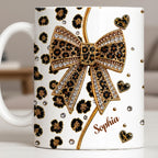 Elegant Leopard Print Bow, Coffee Mug, Gift For Wife and Fashion Lovers - 10