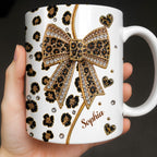 Elegant Leopard Print Bow, Coffee Mug, Gift For Wife and Fashion Lovers - 1