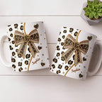 Elegant Leopard Print Bow, Coffee Mug, Gift For Wife and Fashion Lovers - 6