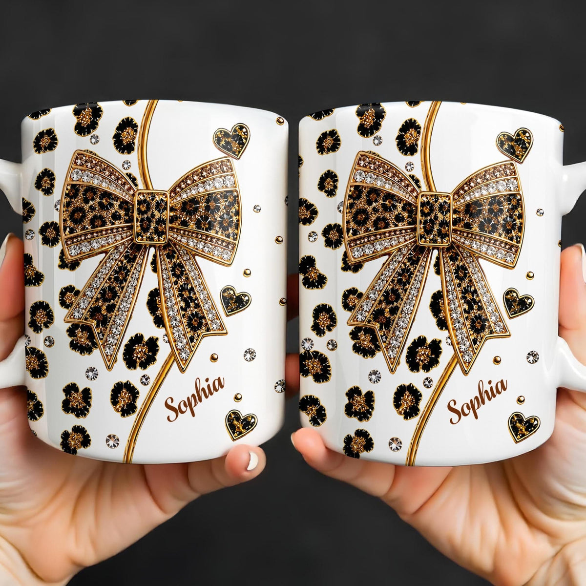 Elegant Leopard Print Bow, Coffee Mug, Gift For Wife and Fashion Lovers - 3