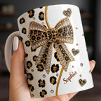 Elegant Leopard Print Bow, Coffee Mug, Gift For Wife and Fashion Lovers - 4