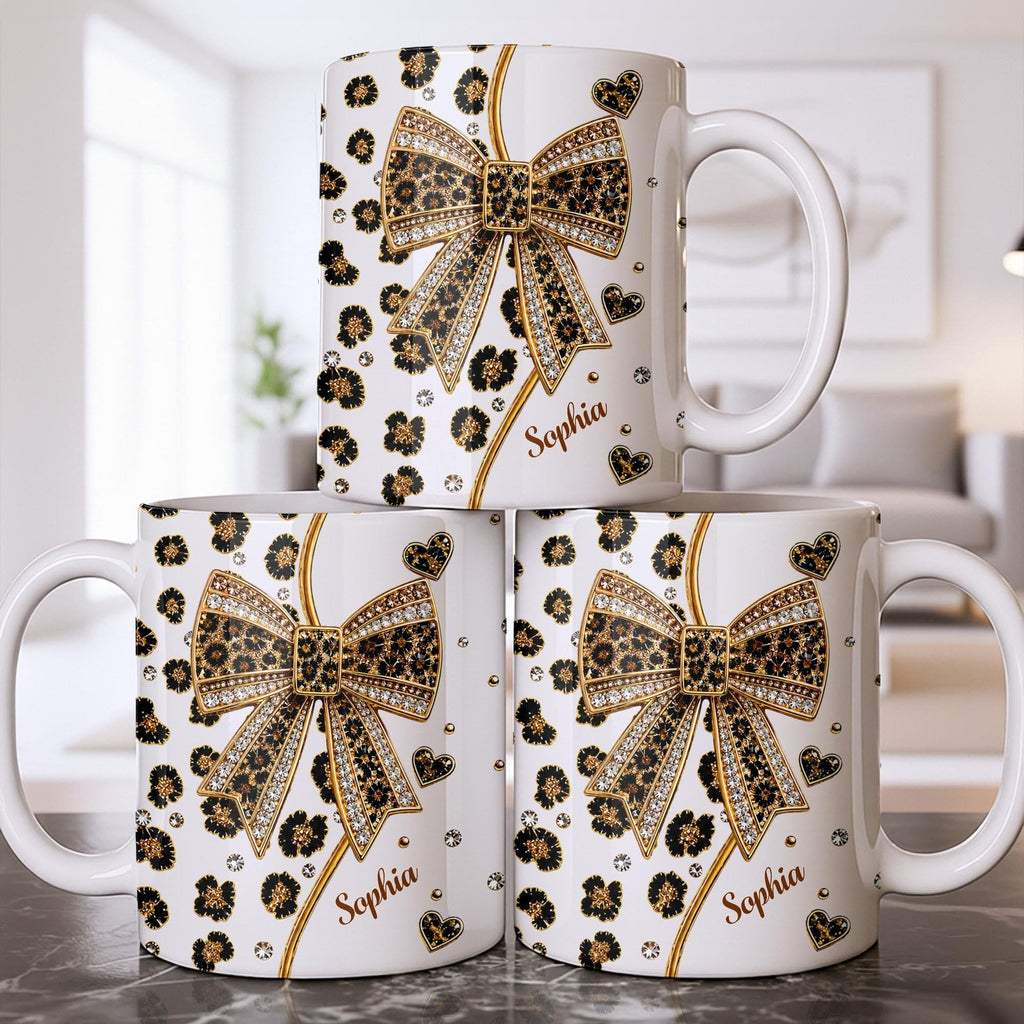 Elegant Leopard Print Bow, Coffee Mug, Gift For Wife and Fashion Lovers - 7