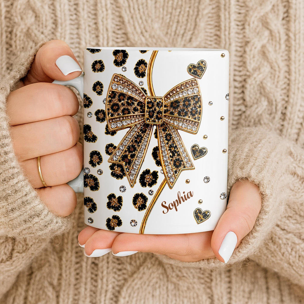 Elegant Leopard Print Bow, Coffee Mug, Gift For Wife and Fashion Lovers - 9