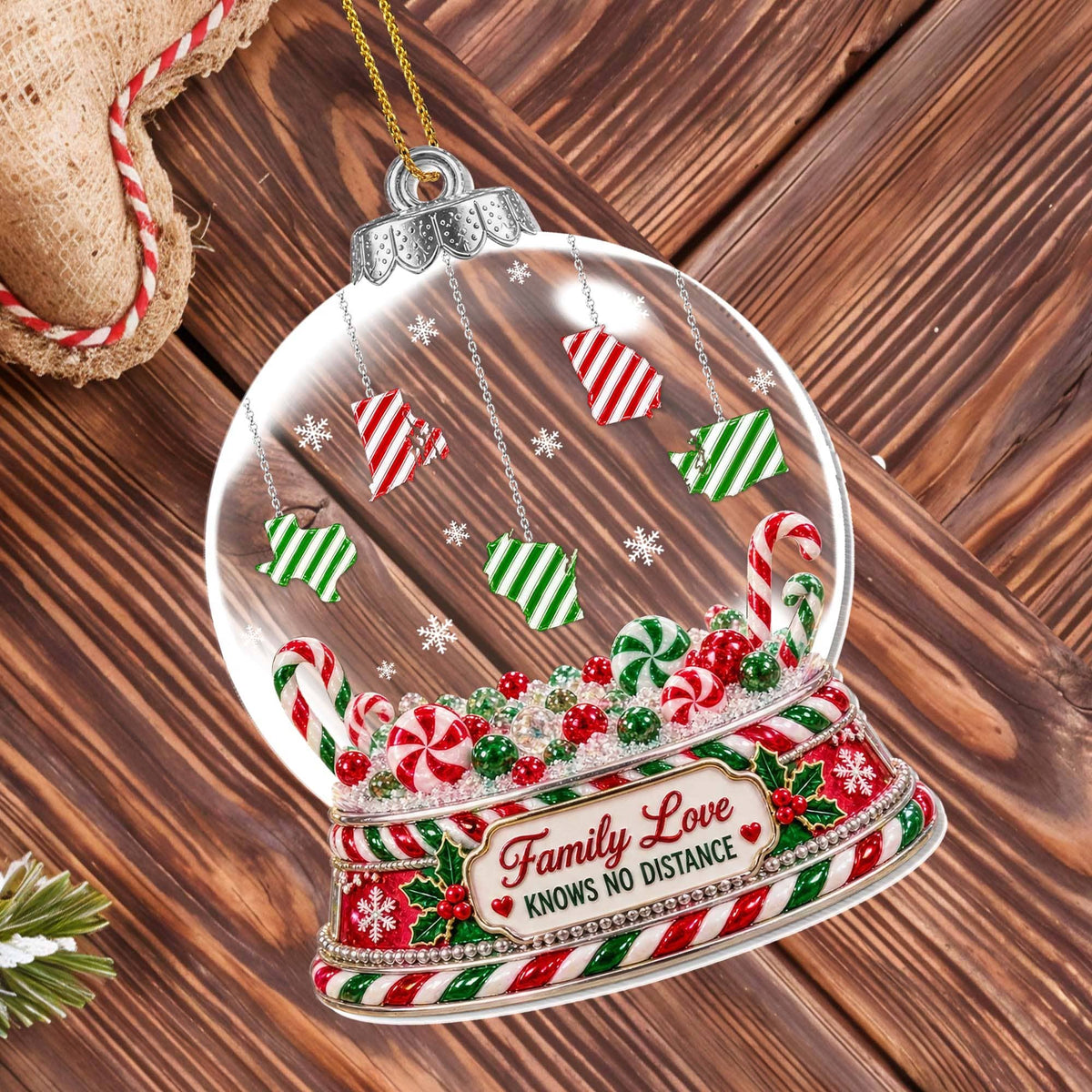 Family Love Knows No Distance, Personalized Acrylic Ornament, Gift For Family - 2