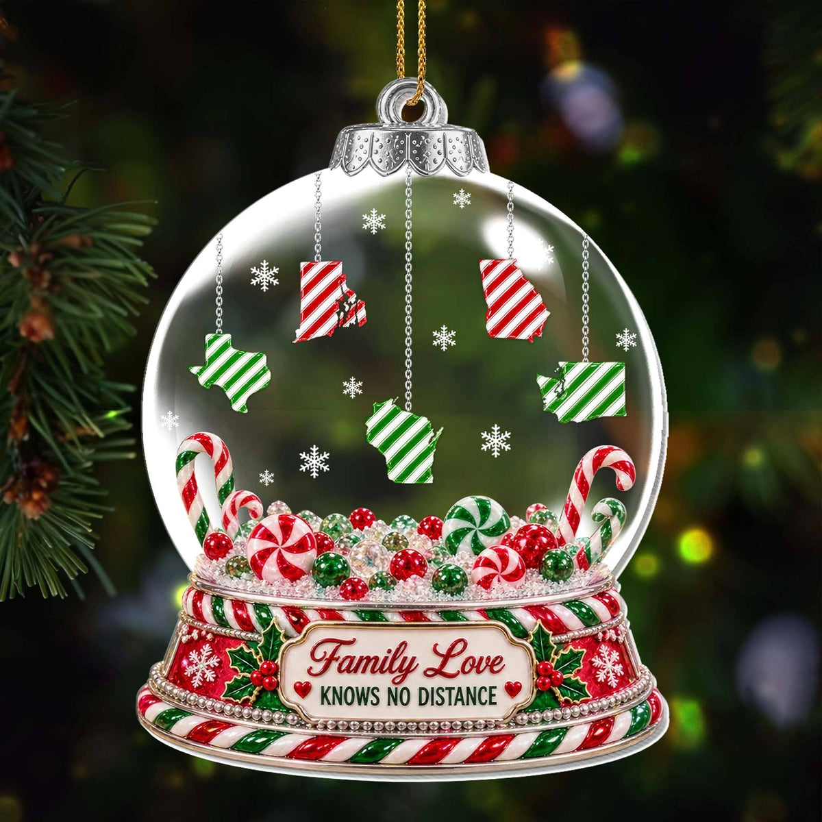 Family Love Knows No Distance, Personalized Acrylic Ornament, Gift For Family - 1