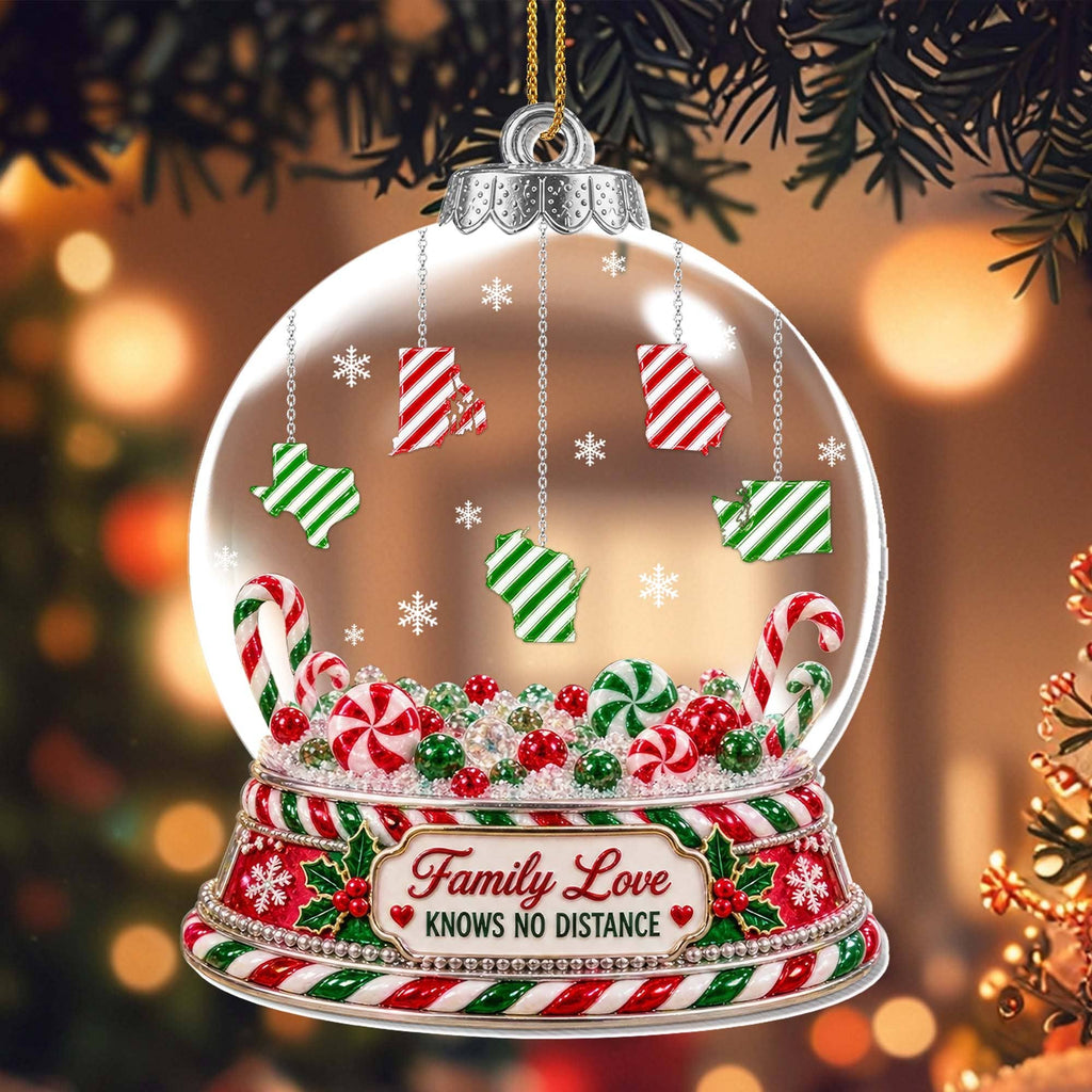 Family Love Knows No Distance, Personalized Acrylic Ornament, Gift For Family - 4