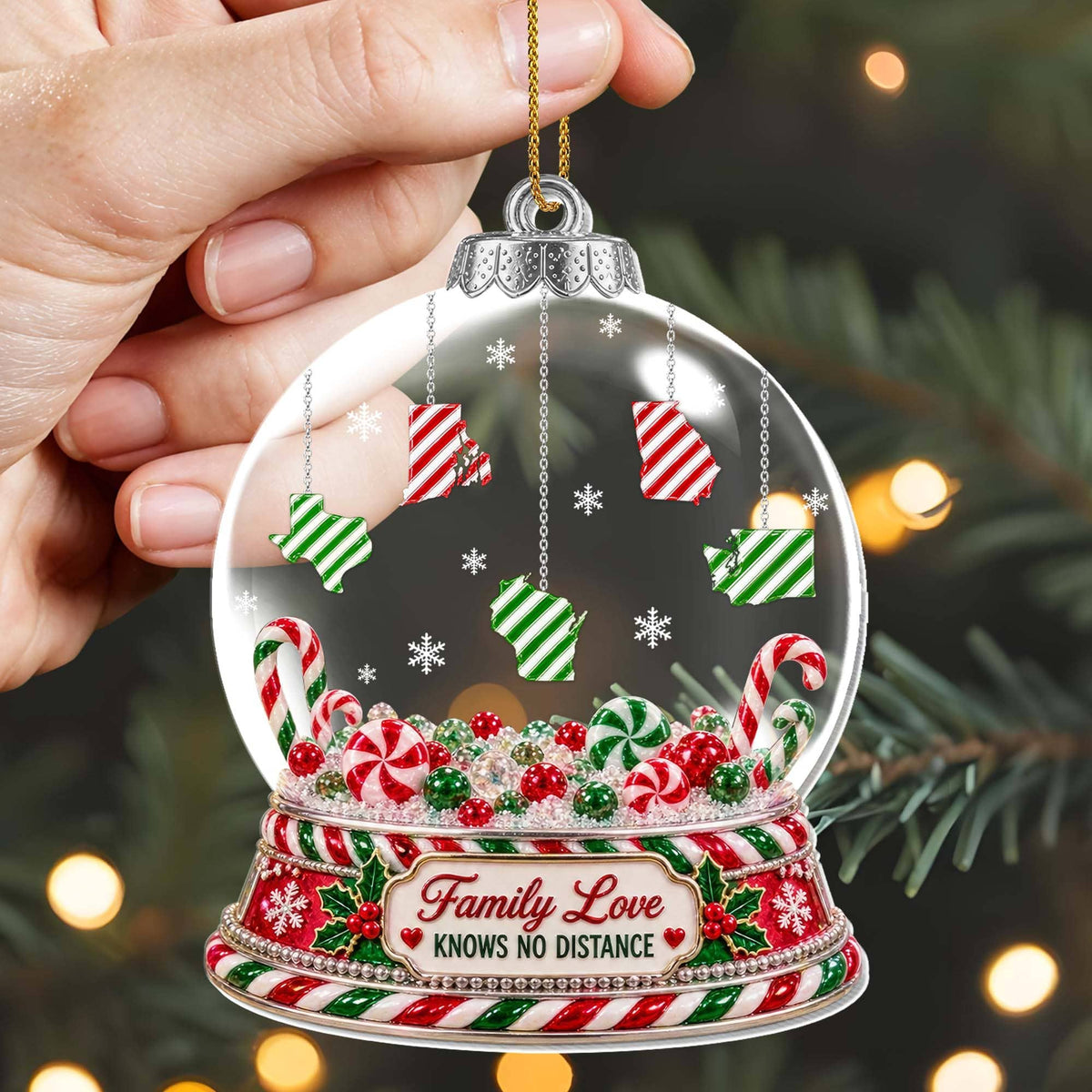 Family Love Knows No Distance, Personalized Acrylic Ornament, Gift For Family - 5