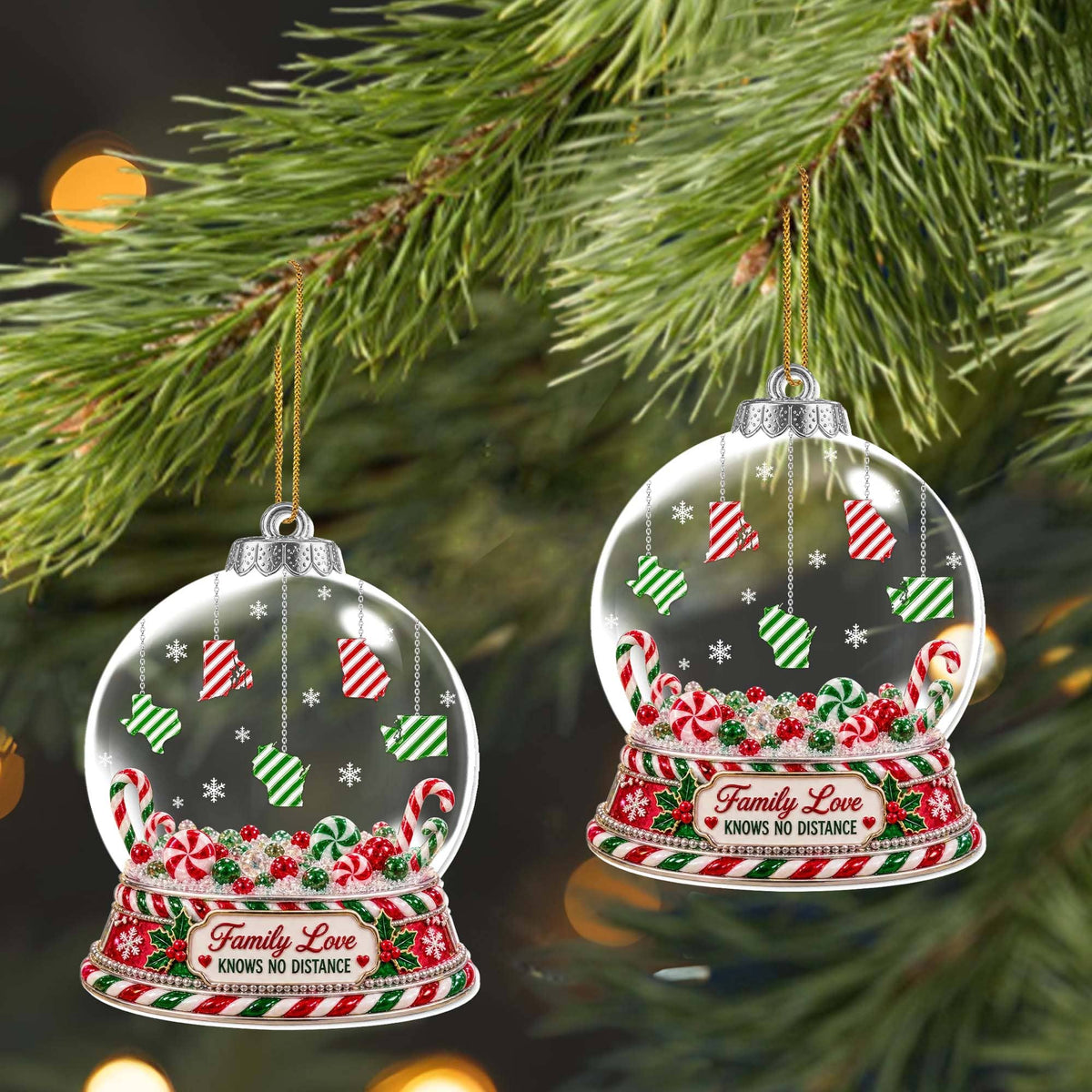 Family Love Knows No Distance, Personalized Acrylic Ornament, Gift For Family - 6