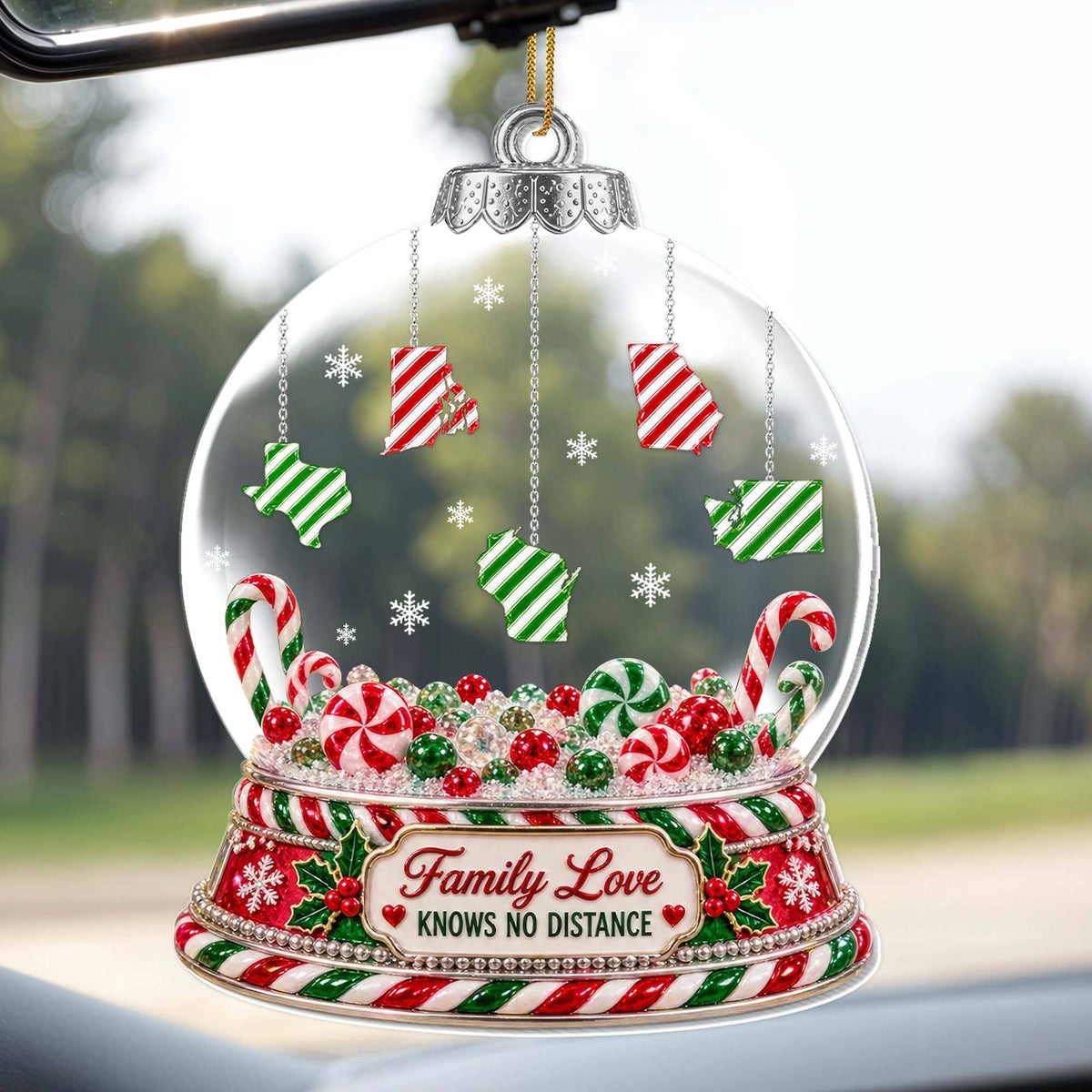 Family Love Knows No Distance, Personalized Acrylic Ornament, Gift For Family - 7