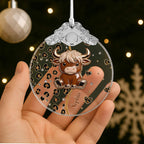 Cute Highland Cow, Personalized Glass Ornament, Gift For Cow Lovers - 3