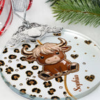 Cute Highland Cow, Personalized Glass Ornament, Gift For Cow Lovers - 6