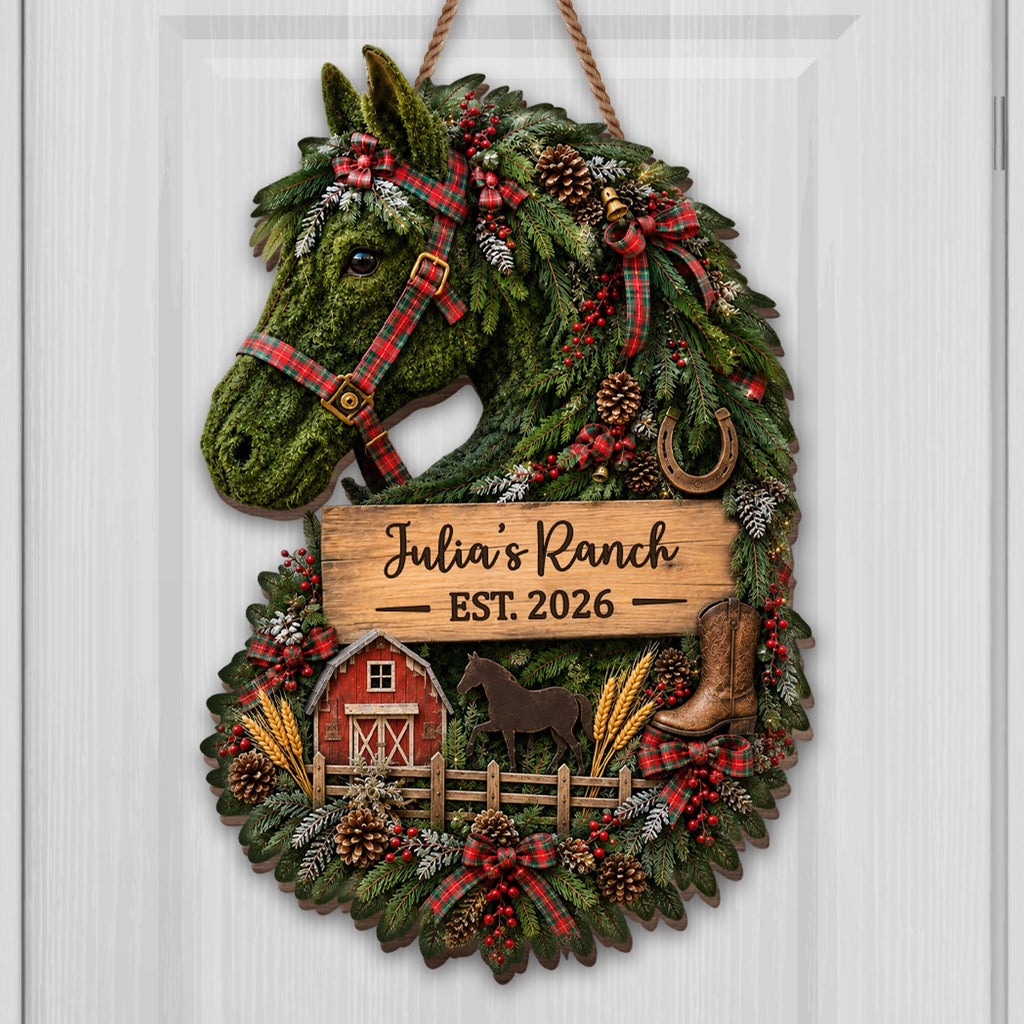 My Ranch, Personalized Custom Shaped Wood Sign, Gift For Horse Lovers - 6