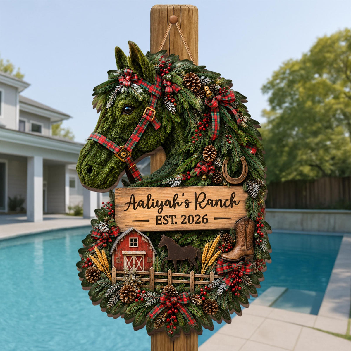 My Ranch, Personalized Custom Shaped Wood Sign, Gift For Horse Lovers - 7