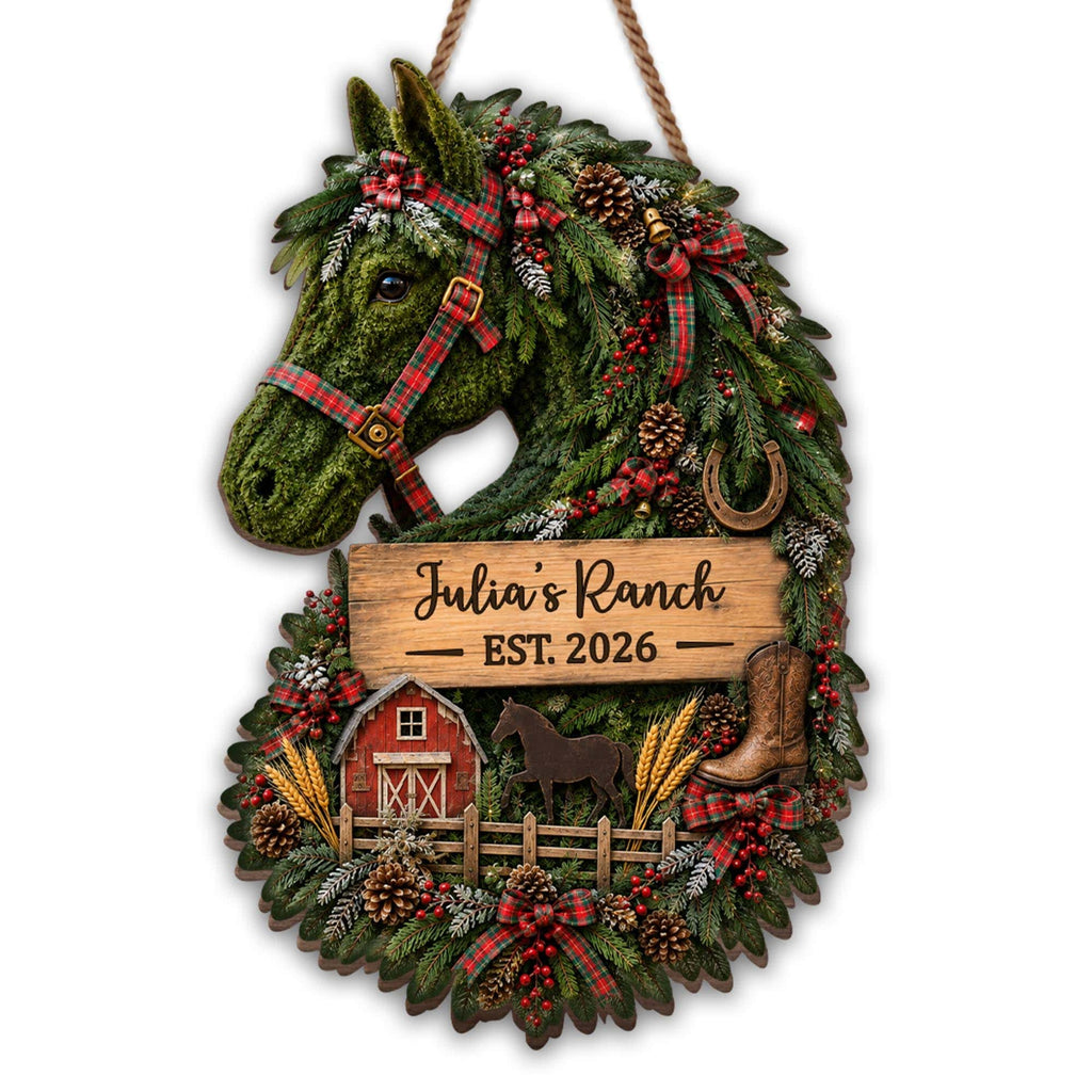 My Ranch, Personalized Custom Shaped Wood Sign, Gift For Horse Lovers - 9