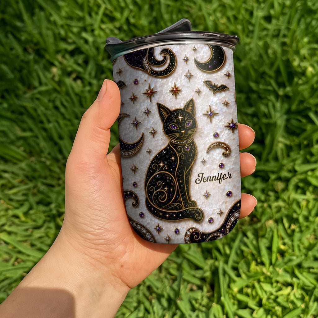 Magical Black Cat Mosaic, 10oz Tumbler, Gift For Cat Lovers - 4