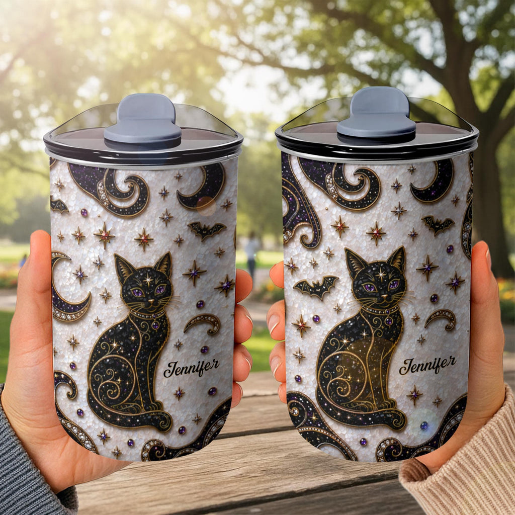 Magical Black Cat Mosaic, 10oz Tumbler, Gift For Cat Lovers - 7