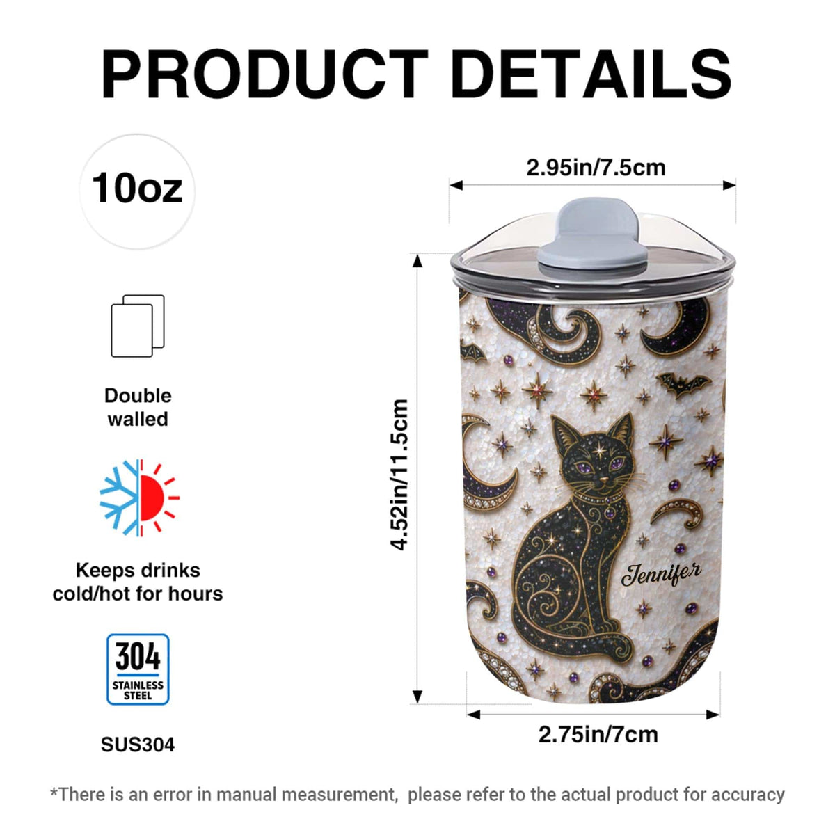 Magical Black Cat Mosaic, 10oz Tumbler, Gift For Cat Lovers - 12