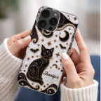 Almagems Custom Mystical Black Cat Mosaic Phone Case - Personalized Clear Slim Protective Cover for iPhone & Samsung - Gift for Cat Lovers - 5