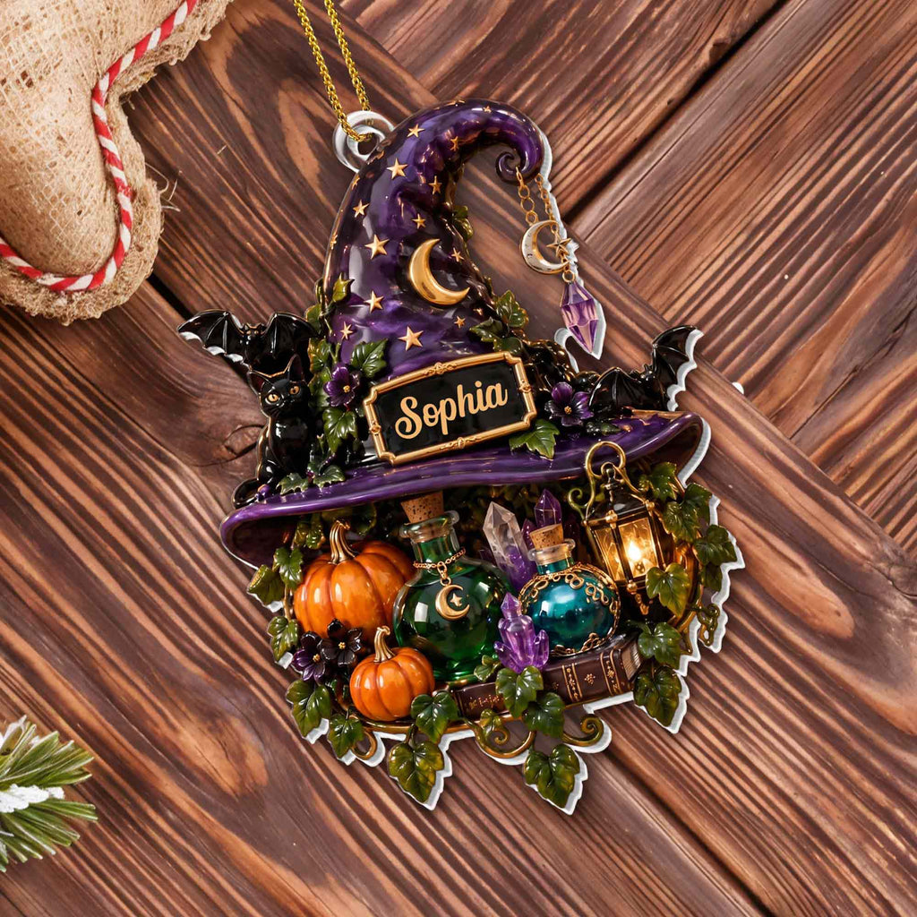 Magical Halloween Night, Personalized Acrylic Ornament, Gift For Witch Lovers - 2