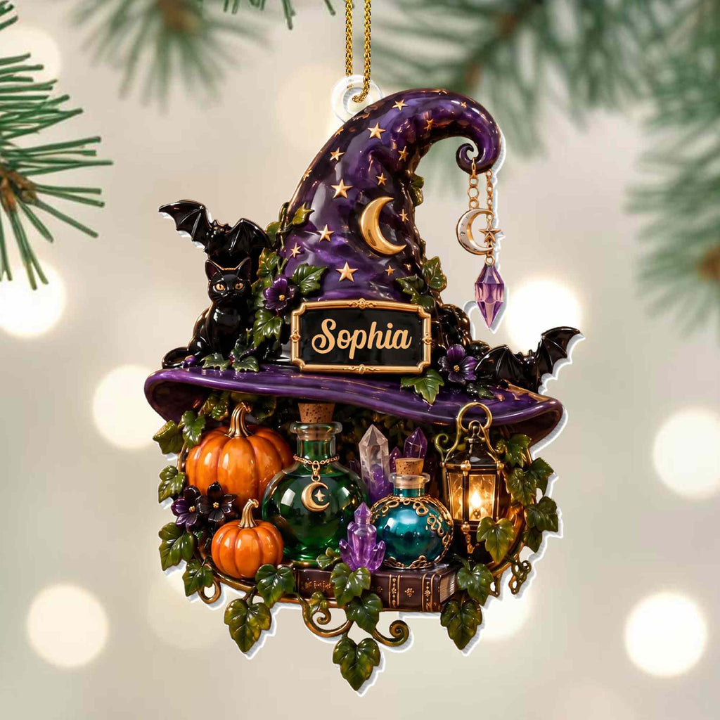 Magical Halloween Night, Personalized Acrylic Ornament, Gift For Witch Lovers - 3