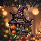 Magical Halloween Night, Personalized Acrylic Ornament, Gift For Witch Lovers - 1