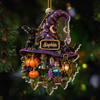Magical Halloween Night, Personalized Acrylic Ornament, Gift For Witch Lovers - 7