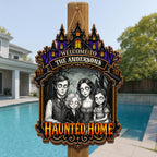 Welcome to Our Haunted Home, Personalized Custom Shaped Wood Sign, Halloween Gift - 2