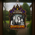 Welcome to Our Haunted Home, Personalized Custom Shaped Wood Sign, Halloween Gift - 5