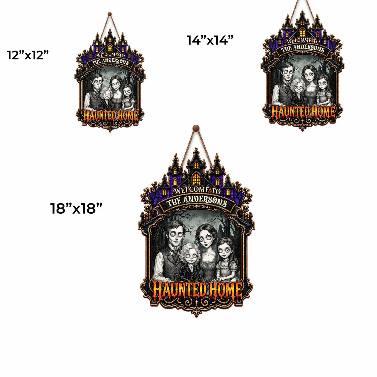 Welcome to Our Haunted Home, Personalized Custom Shaped Wood Sign, Halloween Gift - 6