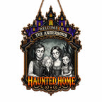 Welcome to Our Haunted Home, Personalized Custom Shaped Wood Sign, Halloween Gift - 7