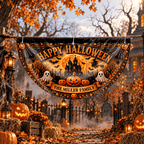 Happy Halloween Our Family, Personalized Fan Flag, Gift For Families - 1