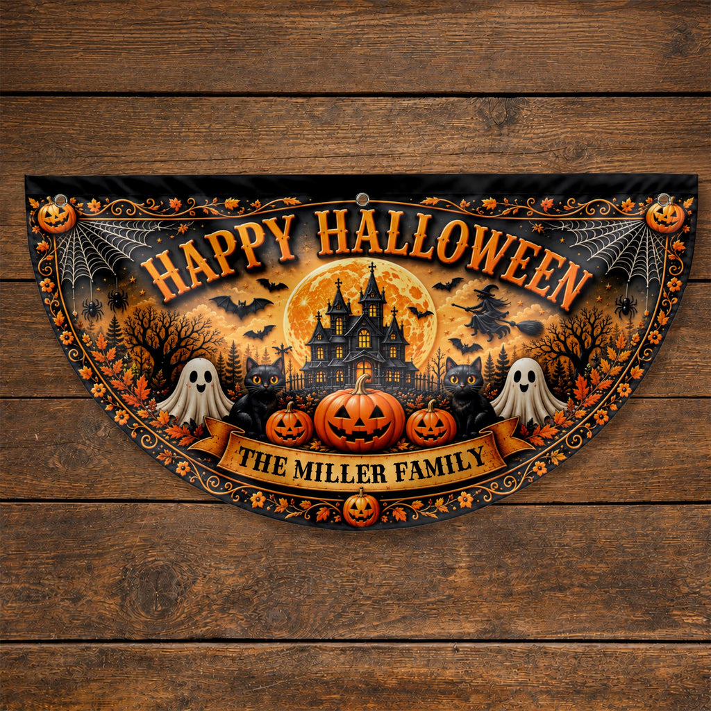 Happy Halloween Our Family, Personalized Fan Flag, Gift For Families - 9