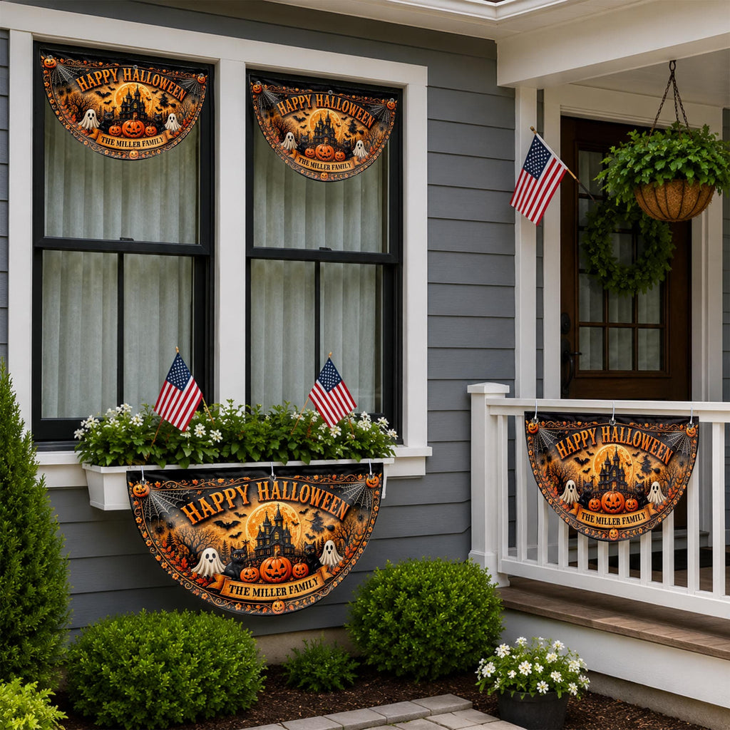 Happy Halloween Our Family, Personalized Fan Flag, Gift For Families - 5