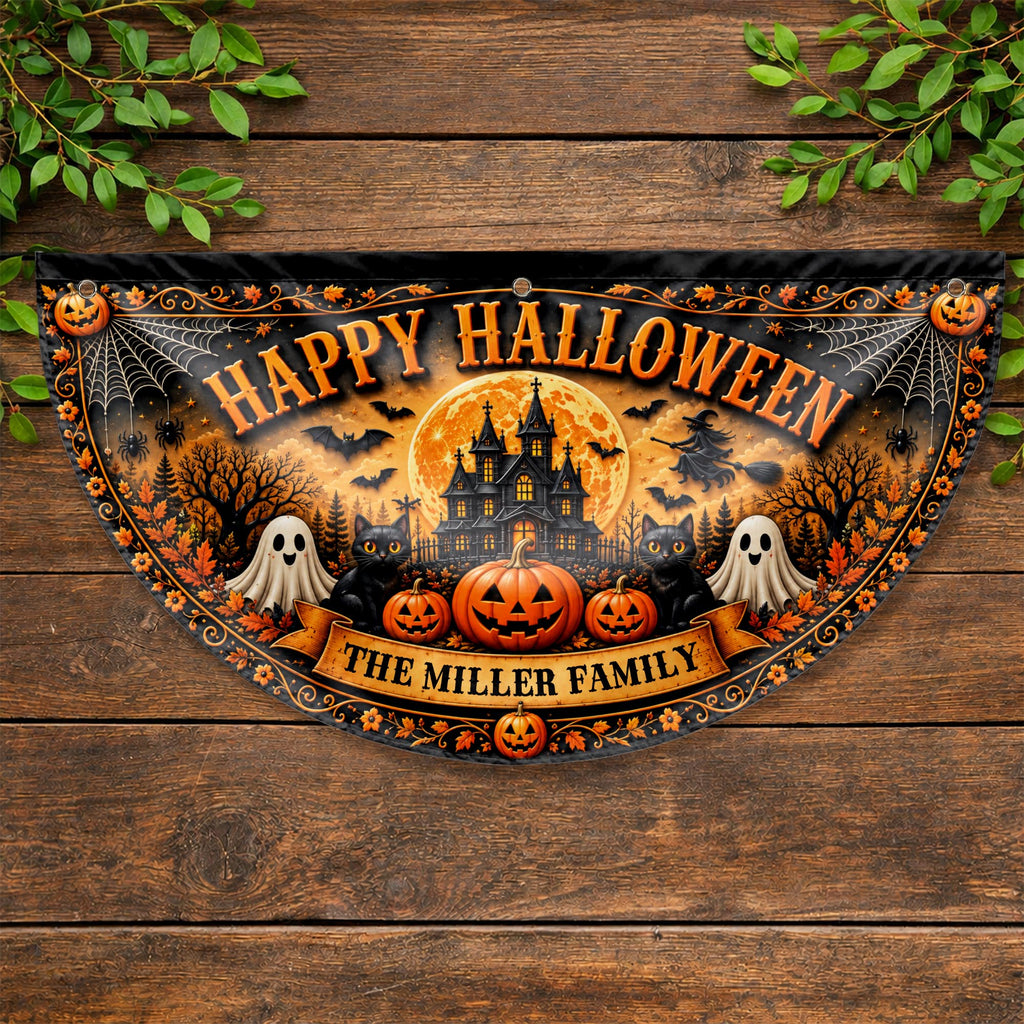 Happy Halloween Our Family, Personalized Fan Flag, Gift For Families - 6