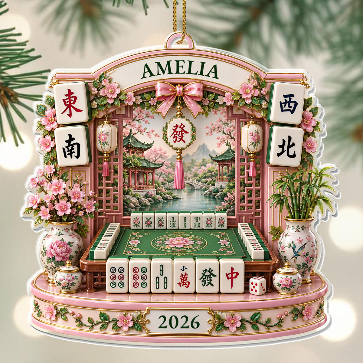 A Life Of Luck Mahjong Table, Acrylic Ornament, Gift For Mahjong Lovers - 3