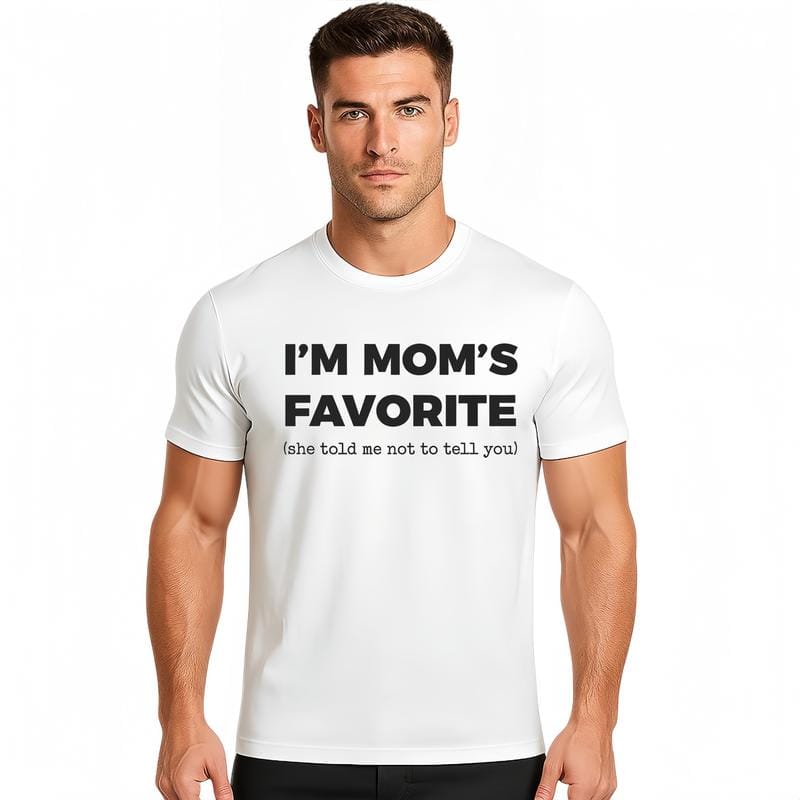 Cotton Funny Moms Favorite Son Daughter I'm Mom's Favorite T-Shirt Golf Gift for Men and Women Summer Wear