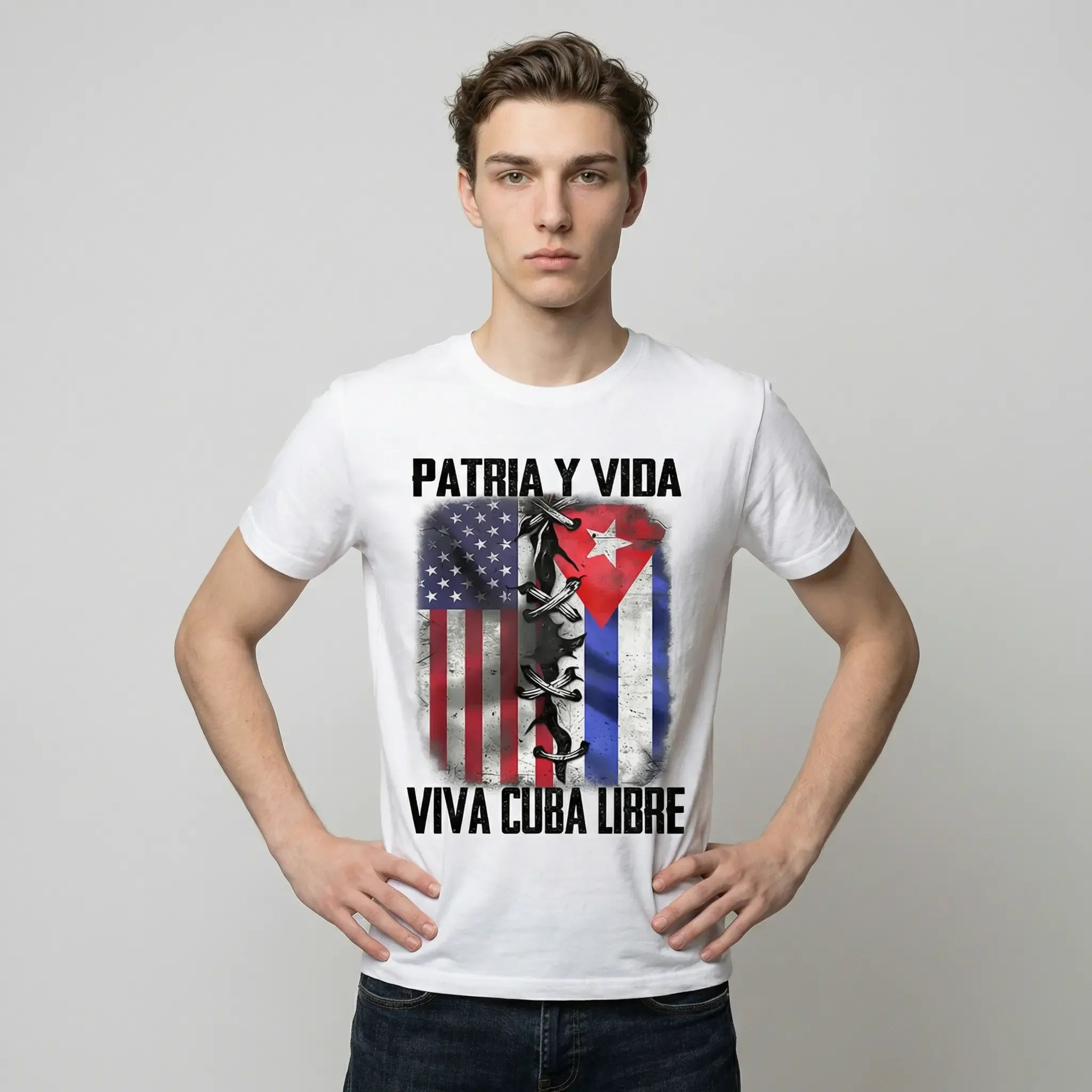 Vintage Cuban Cotton TShirt Featuring Patria Y Vida Viva Cuba Libre Slogan